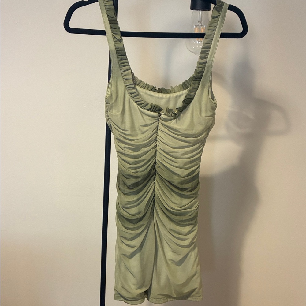 Green Ruched Mini Dress - Picture 5 of 5